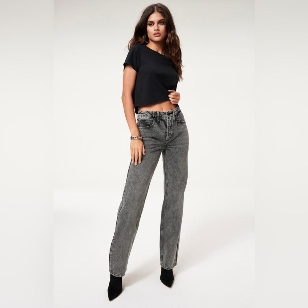 Good American Good Icon Loose Fit Straight Jeans 90's Inspired Size 25
